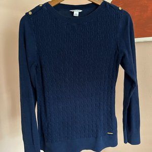 Nautica size m navy cable knit sweater with small gold details